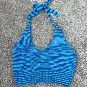 Bright Blue Cropped Halter Top
